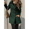 imagechouyatou Womens Winter Double Breasted Hooded Wool Coat Notch Collar Trench Coat PeacoatGreen