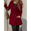 imagechouyatou Womens Winter Double Breasted Hooded Wool Coat Notch Collar Trench Coat PeacoatRed