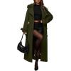 imagechouyatou Womens Winter Double Breasted Midi Long Wool Coat Business Casual Notch Lapel Winter Trench Coat with BeltArmy Green