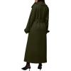 imagechouyatou Womens Winter Double Breasted Midi Long Wool Coat Business Casual Notch Lapel Winter Trench Coat with BeltArmy Green