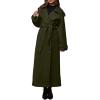imagechouyatou Womens Winter Double Breasted Midi Long Wool Coat Business Casual Notch Lapel Winter Trench Coat with BeltArmy Green
