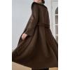 imagechouyatou Womens Winter Wool Trench Coat Shawl Collar Slim Fit Winter Warm Maxi Long Overcoat with BeltBrown