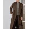 imagechouyatou Womens Winter Wool Trench Coat Shawl Collar Slim Fit Winter Warm Maxi Long Overcoat with BeltBrown