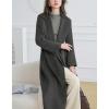 imagechouyatou Womens Winter Wool Trench Coat Shawl Collar Slim Fit Winter Warm Maxi Long Overcoat with BeltGrey