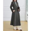 imagechouyatou Womens Winter Wool Trench Coat Shawl Collar Slim Fit Winter Warm Maxi Long Overcoat with BeltGrey