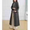 imagechouyatou Womens Winter Wool Trench Coat Shawl Collar Slim Fit Winter Warm Maxi Long Overcoat with BeltGrey