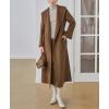 imagechouyatou Womens Winter Wool Trench Coat Shawl Collar Slim Fit Winter Warm Maxi Long Overcoat with BeltLight Brown