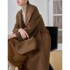 imagechouyatou Womens Winter Wool Trench Coat Shawl Collar Slim Fit Winter Warm Maxi Long Overcoat with BeltLight Brown