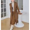 imagechouyatou Womens Winter Wool Trench Coat Shawl Collar Slim Fit Winter Warm Maxi Long Overcoat with BeltLight Brown