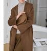 imagechouyatou Womens Winter Wool Trench Coat Shawl Collar Slim Fit Winter Warm Maxi Long Overcoat with BeltLight Brown