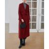 imagechouyatou Womens Winter Wool Trench Coat Shawl Collar Slim Fit Winter Warm Maxi Long Overcoat with BeltRed