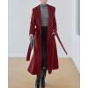 imagechouyatou Womens Winter Wool Trench Coat Shawl Collar Slim Fit Winter Warm Maxi Long Overcoat with BeltRed