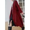 imagechouyatou Womens Winter Wool Trench Coat Shawl Collar Slim Fit Winter Warm Maxi Long Overcoat with BeltRed