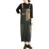 imagechouyatou Women Baggy Adjustable Strap Distressed Denim Overall Dress Splicing Pinafore Jean Tank DressBlue