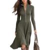 imagechouyatou Womens 2025 Winter Fall Dresses Long Sleeve Semi Formal ALine Rib Knit Midi Long Sweater DressArmy Green