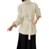 imagechouyatou Womens Casual Turtleneck Belted Sweaters Ribbed Knit Slouchy Pullover Sweater Tunic Tops with Side SlitBeige