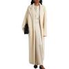 imagechouyatou Womens Rib Knit Long Sweater Cardigan Notched Collar Open Front Blazer Sweater Coat OuterwearBeige