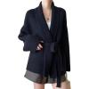 imagechouyatou Womens Shawl Collar Open Front Sweater Cardigan Chunky Knit Kimono Coat Outerwear with BeltBlack