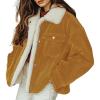 imagechouyatou Womens Winter Sherpa Fleece Lined Corduroy Coat Button Down Warm Faux Fur Jacket OuterwearGinger
