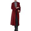 imagechouyatou Womens Winter Wool Trench Coat Shawl Collar Slim Fit Winter Warm Maxi Long Overcoat with BeltRed