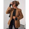 imagechouyatou Womens Fall 2025 Faux Suede Leather Jacket Shawl Collar Business Casual Blazer Jackets CoatBrown