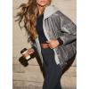 imagechouyatou Womens Fall Distressed Faux Leather Bomber Jacket Fake TwoPiece Hooded Motorcycle Leather JacketGrey