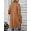 imagechouyatou Womens Fall Winter Faux Suede Leather Trench Coat Double Breasted Mid Long Button Down PeacoatBrown