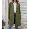 imagechouyatou Womens Faux Suede Leather Mid Long Trench Coat Double Breasted Dressy Casual Blazer Peacoat JacketArmy Green