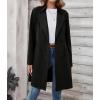 imagechouyatou Womens Faux Suede Leather Mid Long Trench Coat Double Breasted Dressy Casual Blazer Peacoat JacketBlack