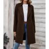 imagechouyatou Womens Faux Suede Leather Mid Long Trench Coat Double Breasted Dressy Casual Blazer Peacoat JacketCoffee
