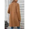 imagechouyatou Womens Faux Suede Leather Mid Long Trench Coat Double Breasted Dressy Casual Blazer Peacoat JacketKhaki