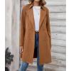 imagechouyatou Womens Faux Suede Leather Mid Long Trench Coat Double Breasted Dressy Casual Blazer Peacoat JacketKhaki
