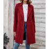imagechouyatou Womens Faux Suede Leather Mid Long Trench Coat Double Breasted Dressy Casual Blazer Peacoat JacketRed