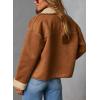 imagechouyatou Womens Faux Suede Sherpa Lined Jacket Business Casual Toggle Button Down Winter Warm CoatBrown