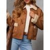 imagechouyatou Womens Faux Suede Sherpa Lined Jacket Business Casual Toggle Button Down Winter Warm CoatBrown