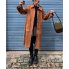 imagechouyatou Womens Single Breasted Faux Suede Trench Coat Long Suede Leather Jacket Casual Lapel Pea Coat OvercoatBrown