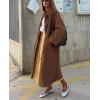 imagechouyatou Womens Single Breasted Faux Suede Trench Coat Long Suede Leather Jacket Casual Lapel Pea Coat OvercoatBrown