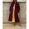 imagechouyatou Womens Single Breasted Faux Suede Trench Coat Long Suede Leather Jacket Casual Lapel Pea Coat OvercoatBurgundy