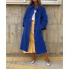 imagechouyatou Womens Single Breasted Faux Suede Trench Coat Long Suede Leather Jacket Casual Lapel Pea Coat OvercoatRoyal Blue