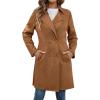 imagechouyatou Womens Fall Winter Faux Suede Leather Trench Coat Double Breasted Mid Long Button Down PeacoatBrown