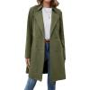 imagechouyatou Womens Faux Suede Leather Mid Long Trench Coat Double Breasted Dressy Casual Blazer Peacoat JacketArmy Green