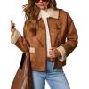 imagechouyatou Womens Faux Suede Sherpa Lined Jacket Business Casual Toggle Button Down Winter Warm CoatBrown
