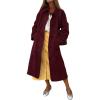 imagechouyatou Womens Single Breasted Faux Suede Trench Coat Long Suede Leather Jacket Casual Lapel Pea Coat OvercoatBurgundy