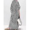 imagechouyatou Womens Long Sleeve Striped Shirt Dress Business Casual Beach Maxi Long Button Down DressBlack