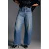 imagechouyatou Women Vintage Baggy Barrel Jeans Trendy Boyfriend High Waisted Wide Leg Crop Denim Ankle PantsBlue
