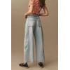 imagechouyatou Women Vintage Baggy Barrel Jeans Trendy Boyfriend High Waisted Wide Leg Crop Denim Ankle PantsLight Blue