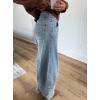 imagechouyatou Womens 2025 Vintage High Waisted Barrel Jeans Boyfriend Distressed Wide Leg Denim PantsLight Blue