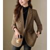 imagechouyatou Womens Herringbone Double Breasted Wool Coat Dressy Casual Blazer Peacoat Jacket OvercoatCoffee