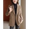 imagechouyatou Womens Herringbone Double Breasted Wool Coat Dressy Casual Blazer Peacoat Jacket OvercoatCoffee