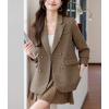 imagechouyatou Womens Herringbone Double Breasted Wool Coat Dressy Casual Blazer Peacoat Jacket OvercoatCoffee